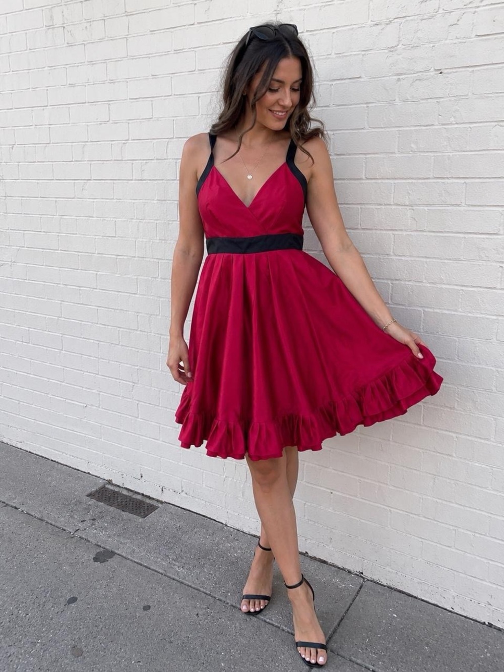 Ted Baker London Red Silk Fit & Flare Cocktail Party Dress